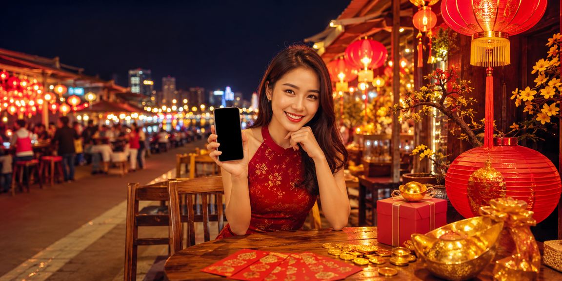 Phong bì đỏ bonus tại quán cà phê Nha Trang phong cách Việt