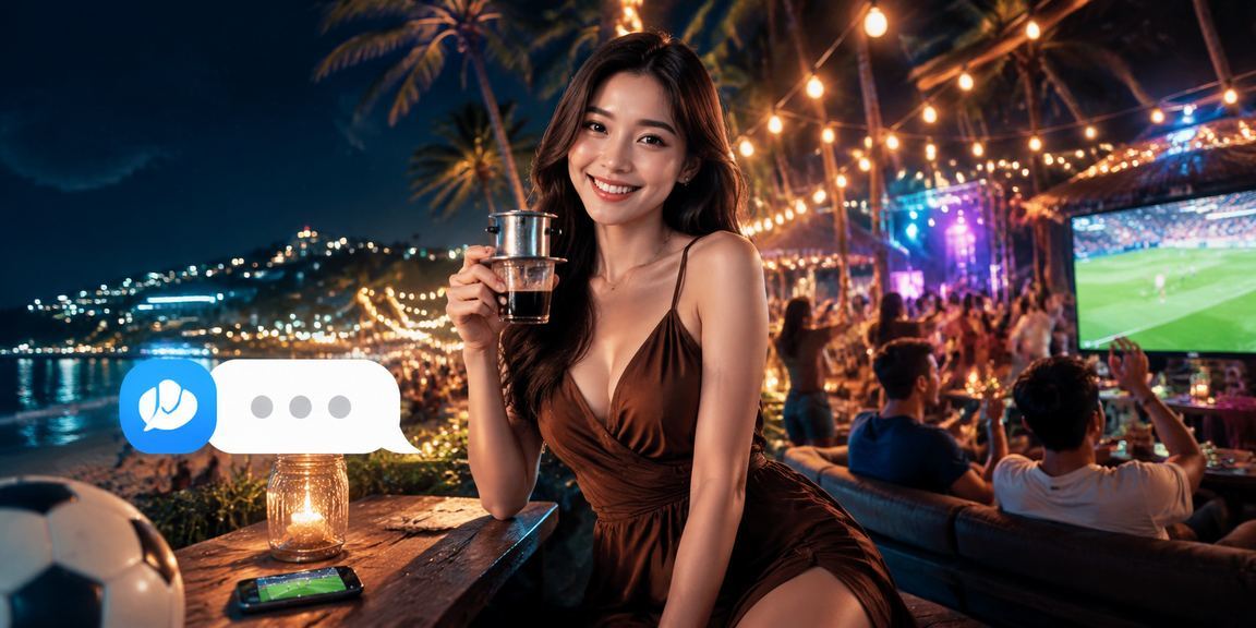 Người dùng xem kèo thể thao bên ly cà phê tại Phú Quốc